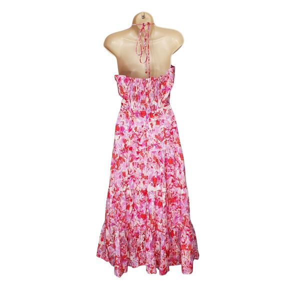Tuckernuck Hyacinth House Fuschia Brushstrokes Aurora Halter Midi Dress Size XL - Picture 3 of 12